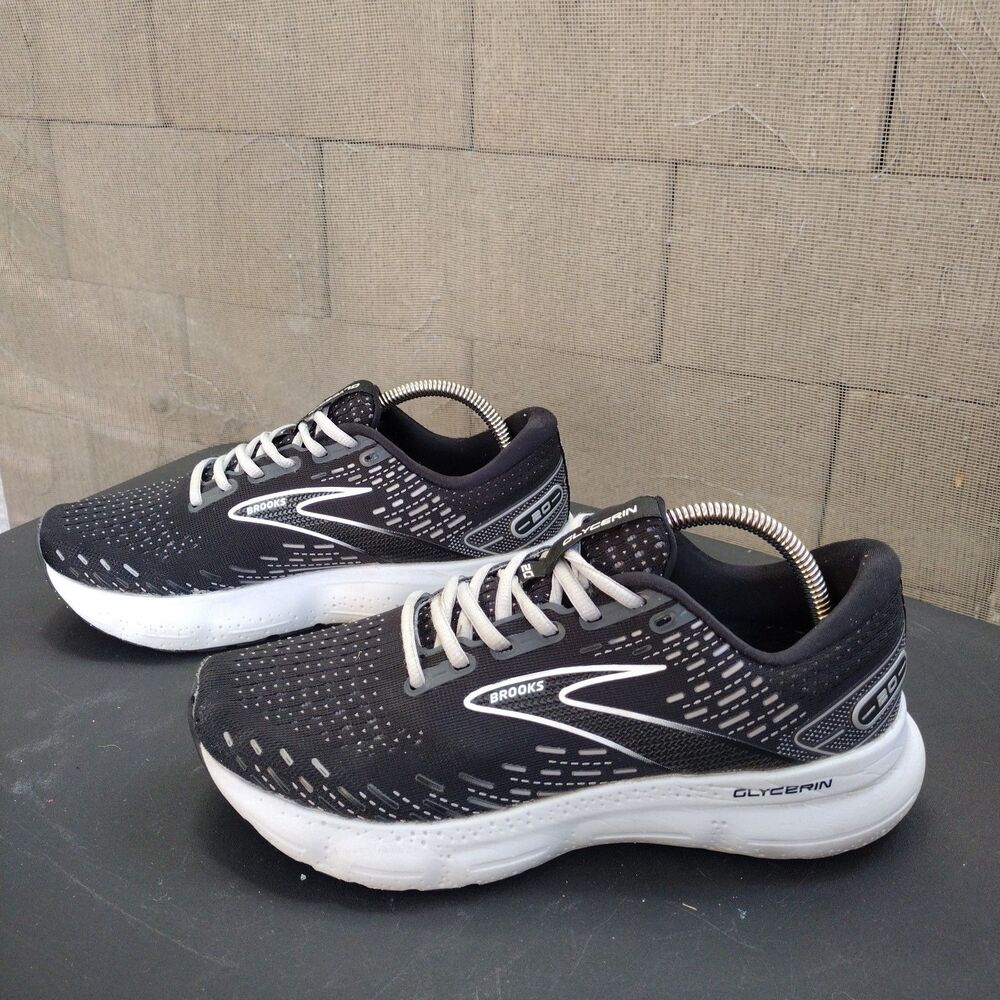 Brooks Glycerin GTS 20 Black White Alloy Running Shoes 1203701B059 Womens Size 9
